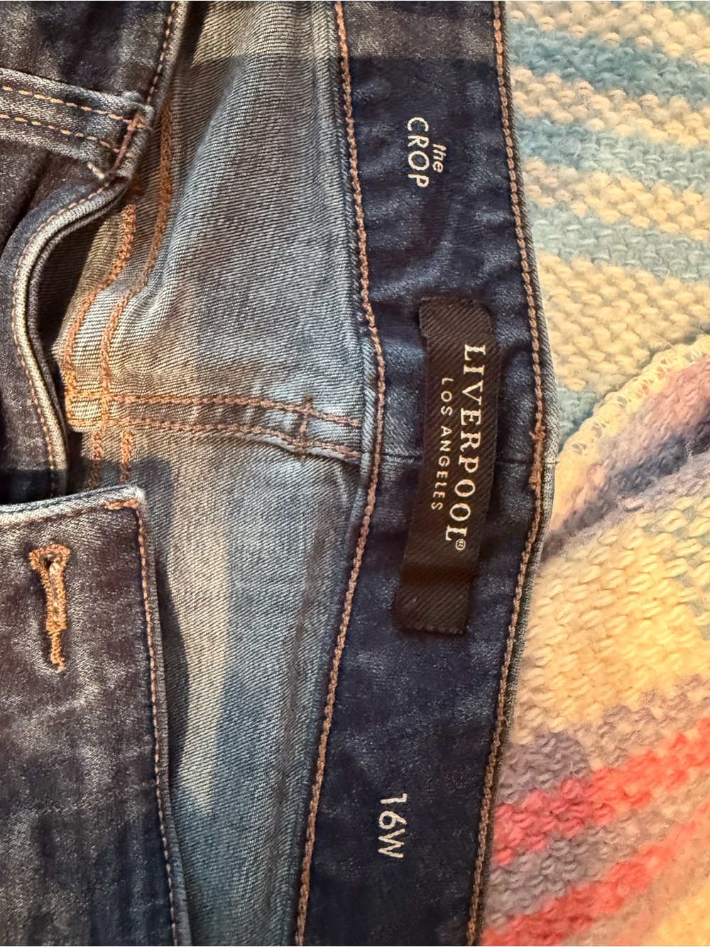 Liverpool Women's Dark Wash Boyfriend Jeans - capris (pair 1) - Picture 3 of 3